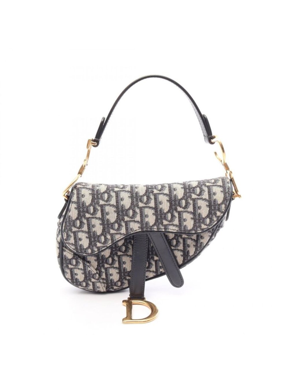 Dior Saddle Bag Mini Oblique Jacquard Beige Navy Canvas Leather